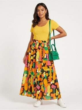 Live 4 Truth Women's Dopamine Multicolor Maxi Elastic Waist Skirt- Size Medium